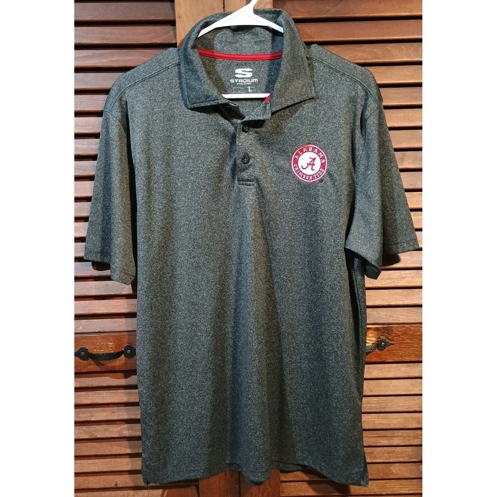 Stadium Athletics Men's Alabama Polo Size Large Gray‎ New Dri Fit Short Sleeve